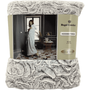 Regal Comfort Hooded Sherpa Throw: Rose Pattern: Cream