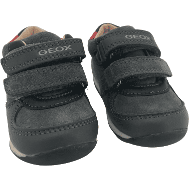 Geox Infant Shoes: Hook & Loop / Dark Grey & Red / Various Sizes