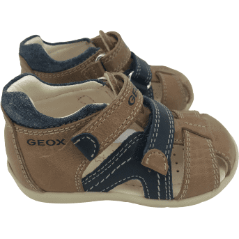 Geox Baby Sandals: Hook & Loop/ Navy & Tan/ Size 4