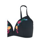 Sunseeker Women's Black with Flowers Bathing Suit Top : Plus Cup Bikini Top1