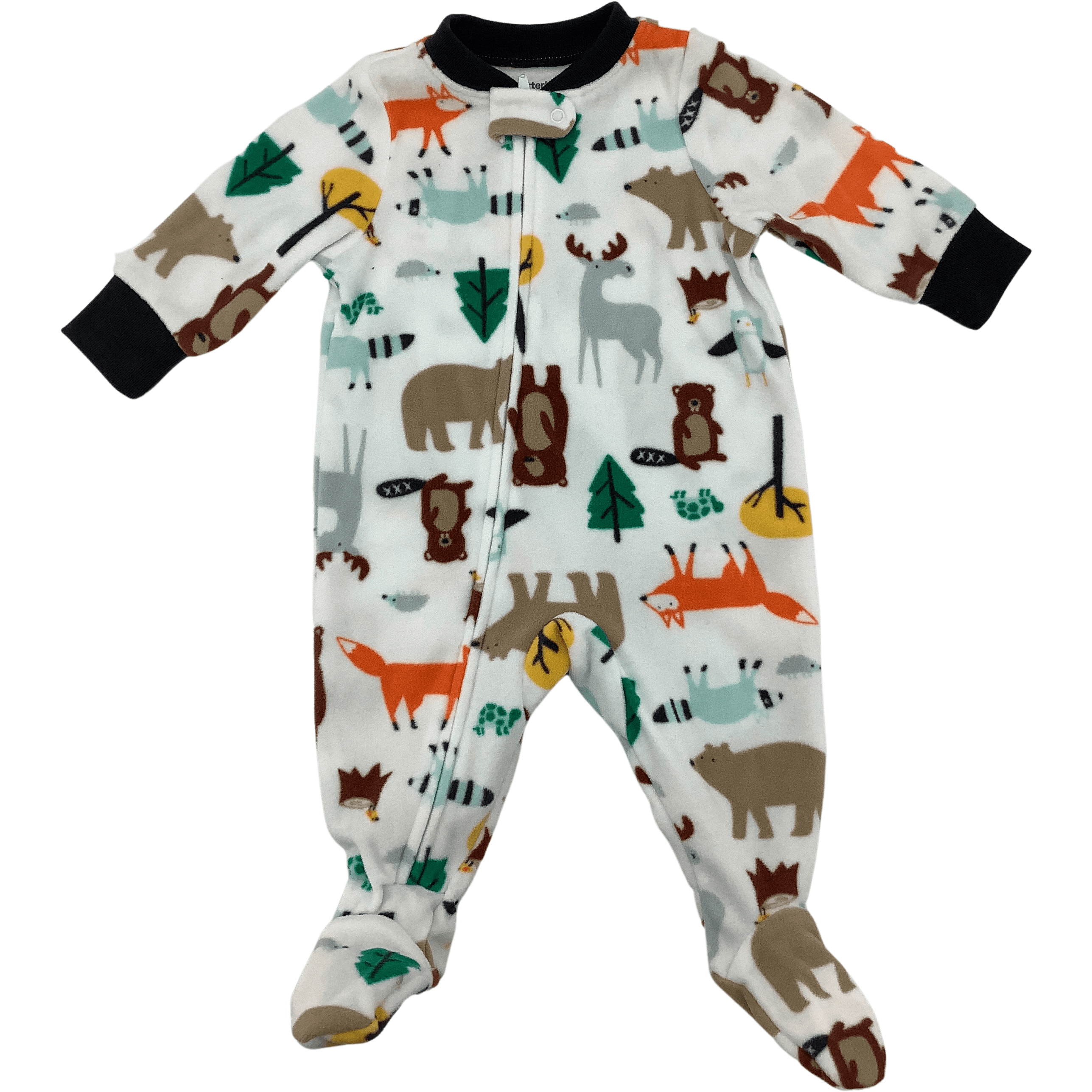 Carter's Infant Boy's Zip Up Pyjamas / One Piece Pyjama / White / Wildlife Animal Theme / Various Sizes