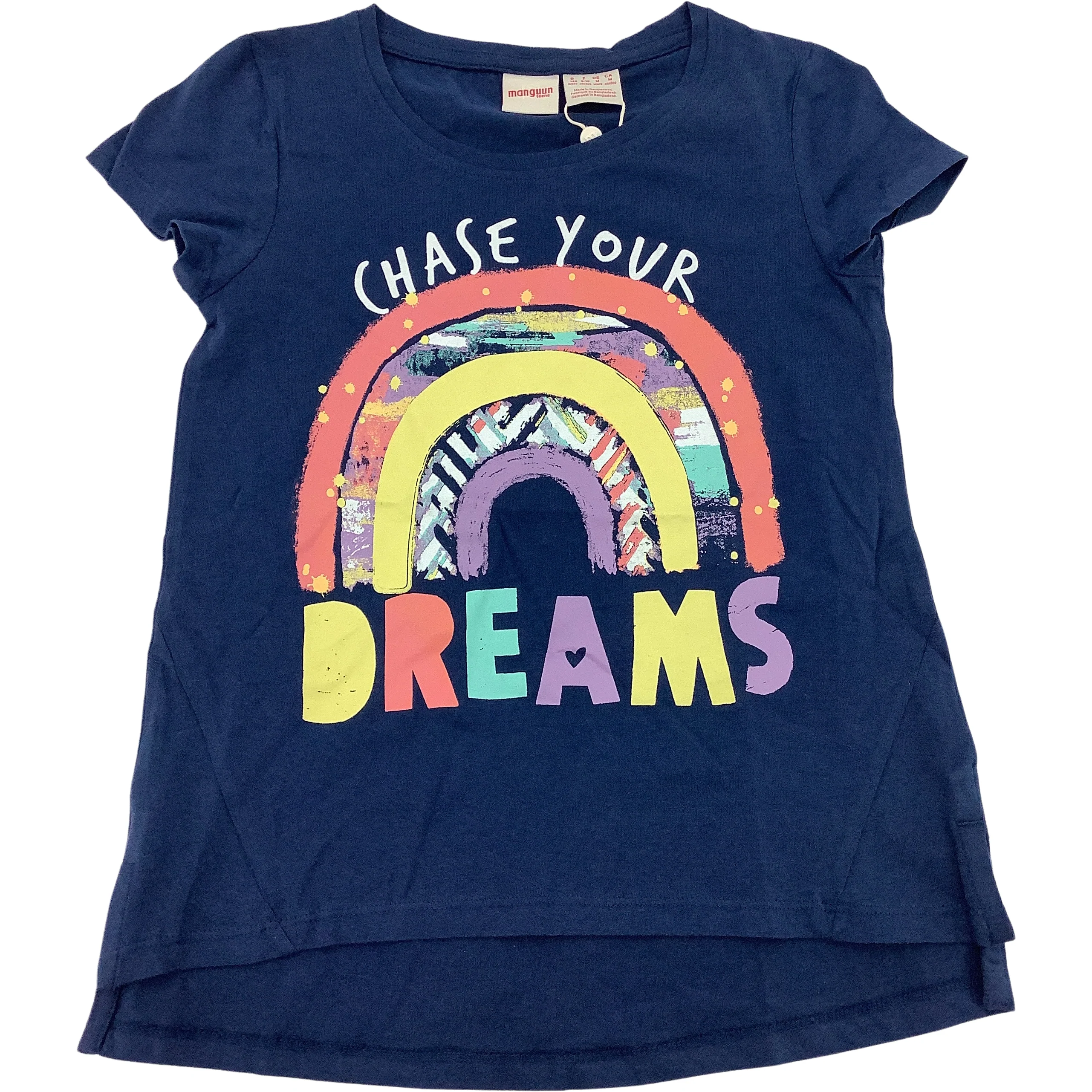 Manguun Girl's T-Shirt / Blue / Rainbow / Dreams / Kid's Summer Clothes / Various Sizes