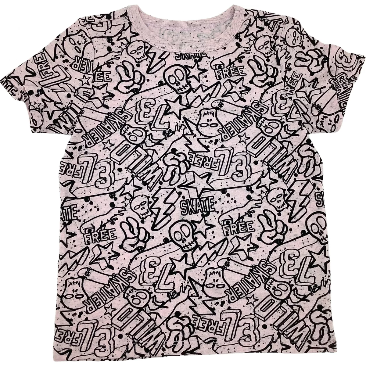 Epic Threads Girl's T-Shirt / Light Pink / Graffiti Pattern / Kid's Summer Clothes / Size 5