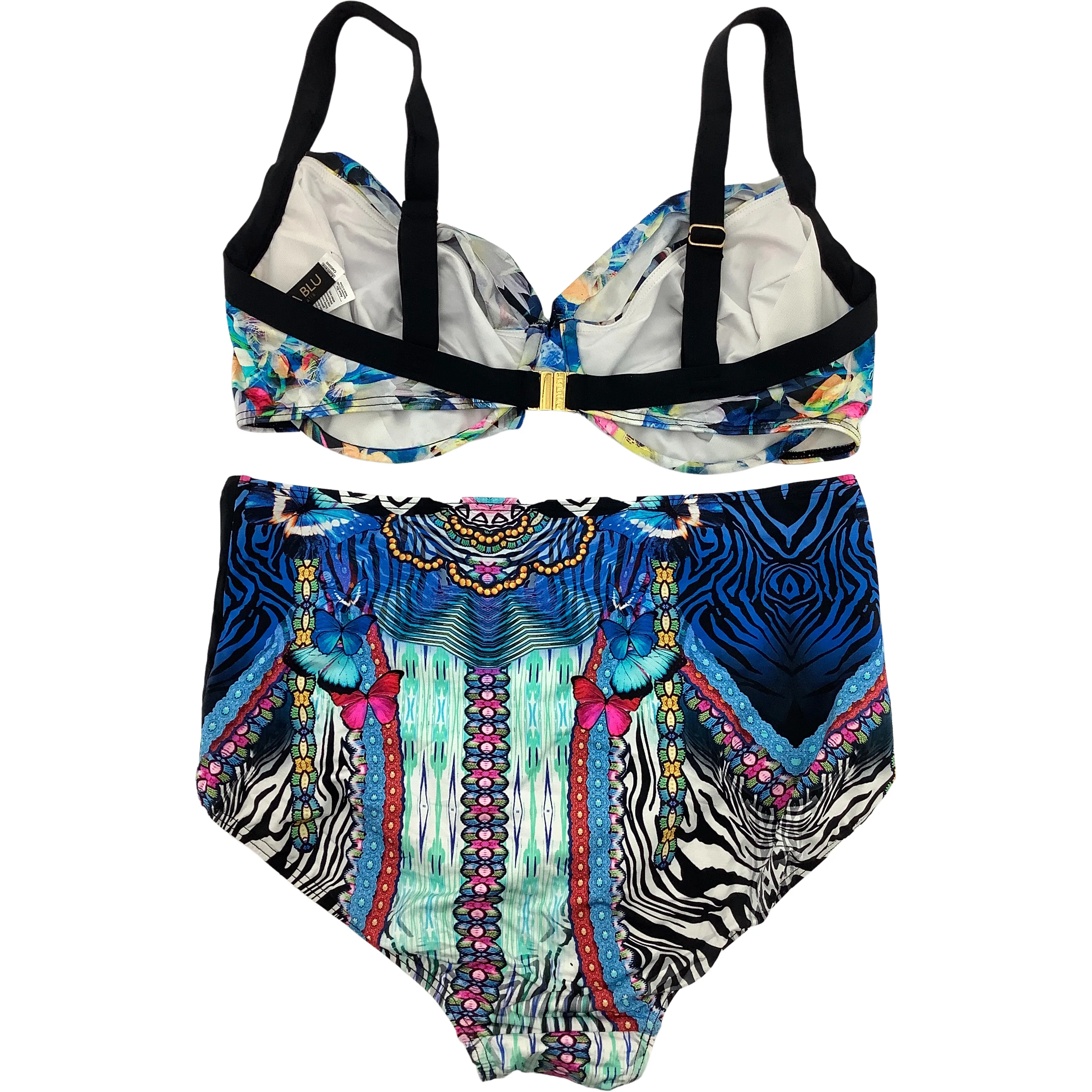 Aqua Blu Women's Bathing Suit / Bikini Style Swim Suit / High Waisted / Size 12