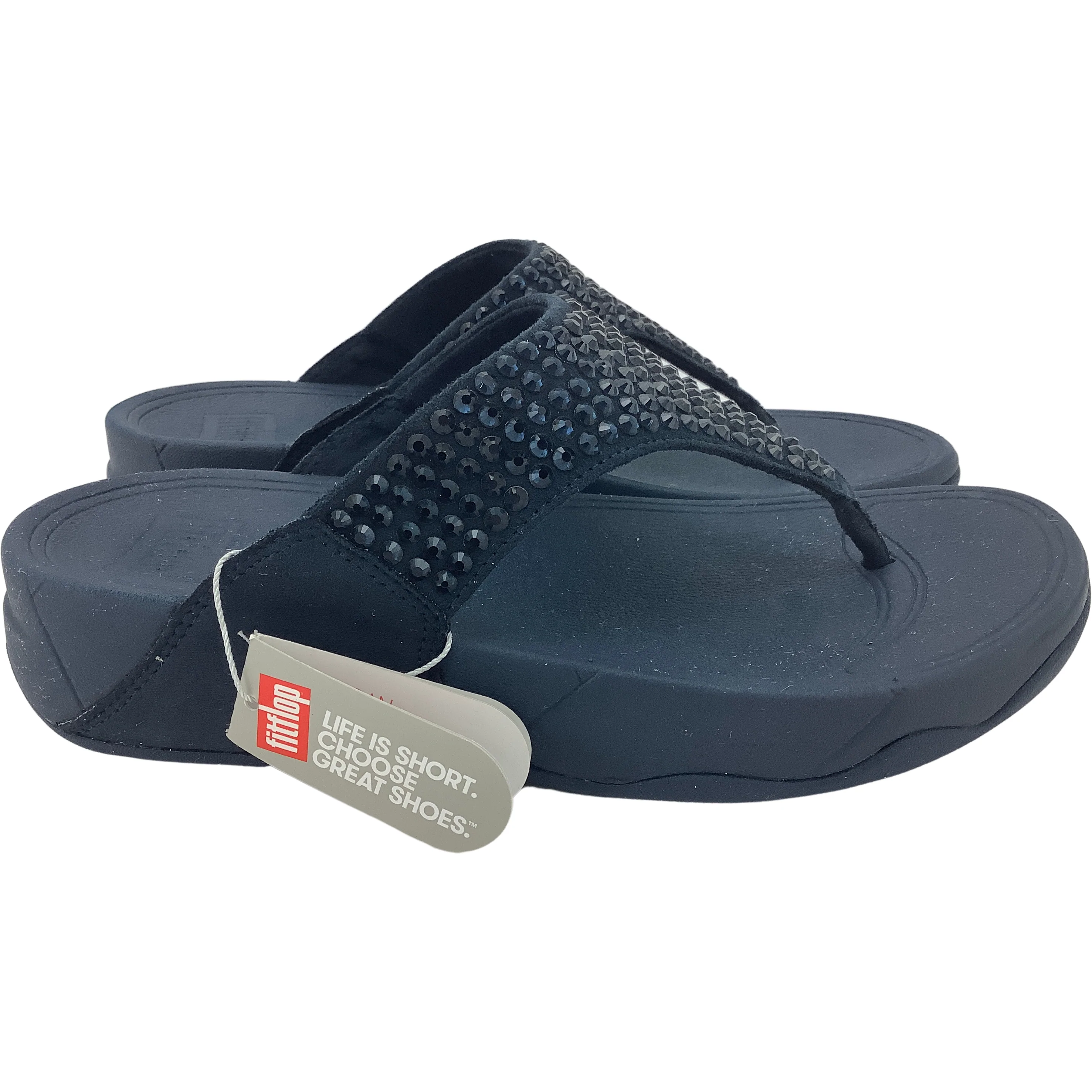 FitFlop Women's Flip Flops / Navy with Gems / Women's Sandals / Size 7