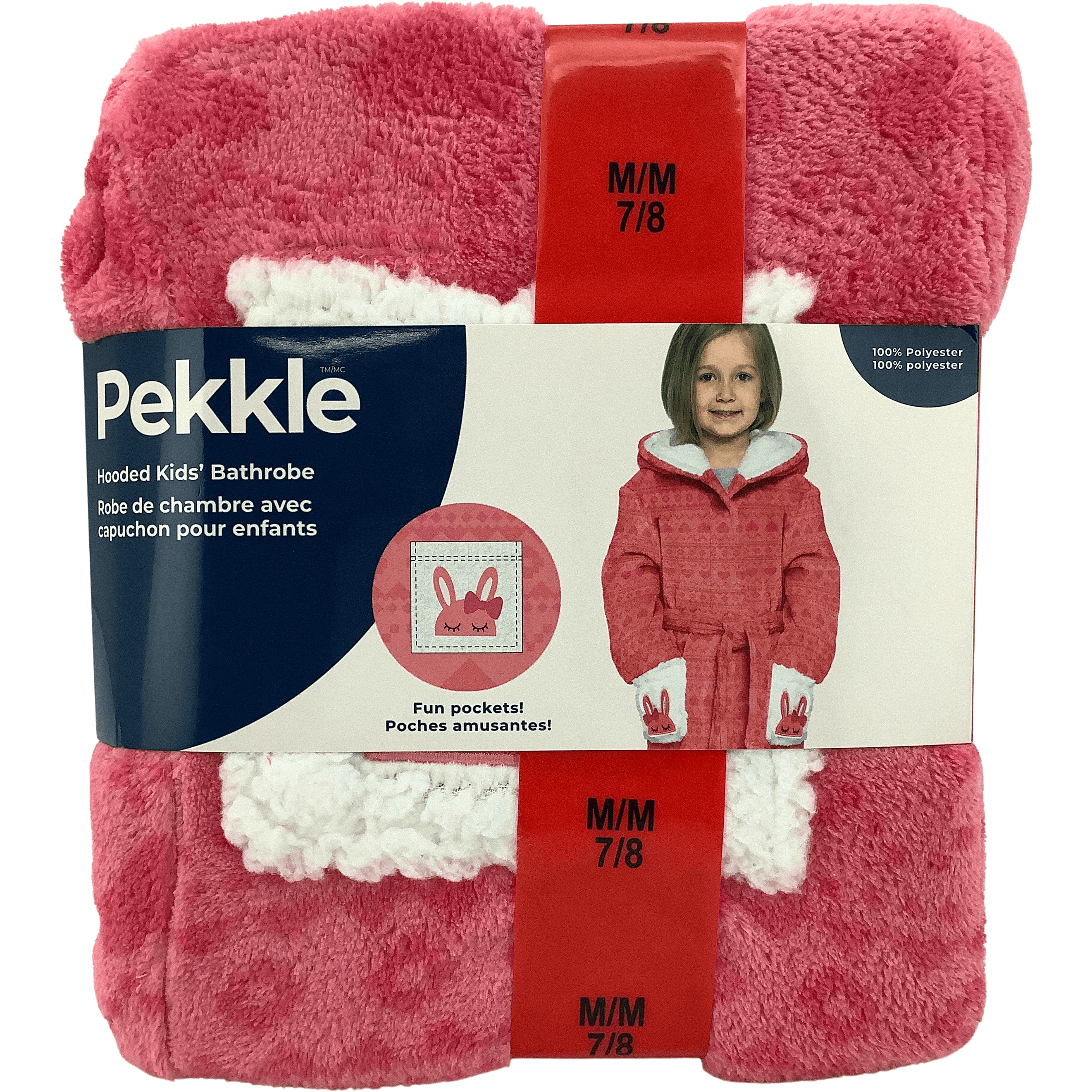 Pekkle Girl's Hooded Bathrobe / Pink / Kid's House Coat / Various Sizes
