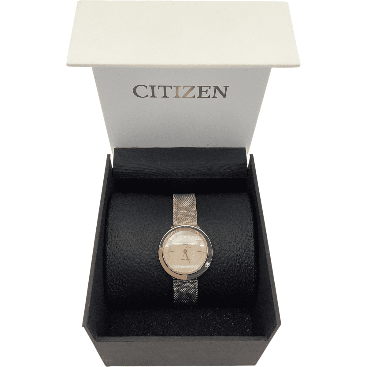 Citizen Women's Analog Wrist Watch / Rose Gold / Diamond Patterned Bracelet / Women's Accessories