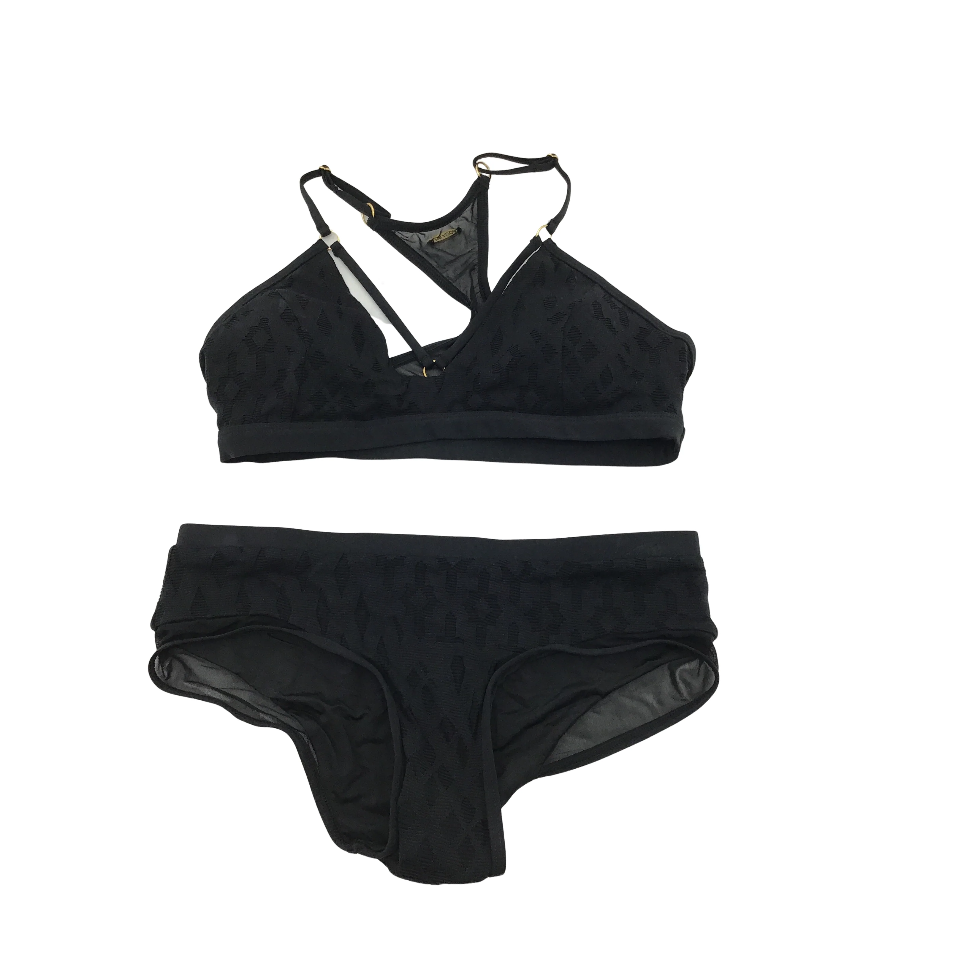 Aqua Blu Women's Bathing Suit / Bikini / Black / Mesh / Lace / Size 10