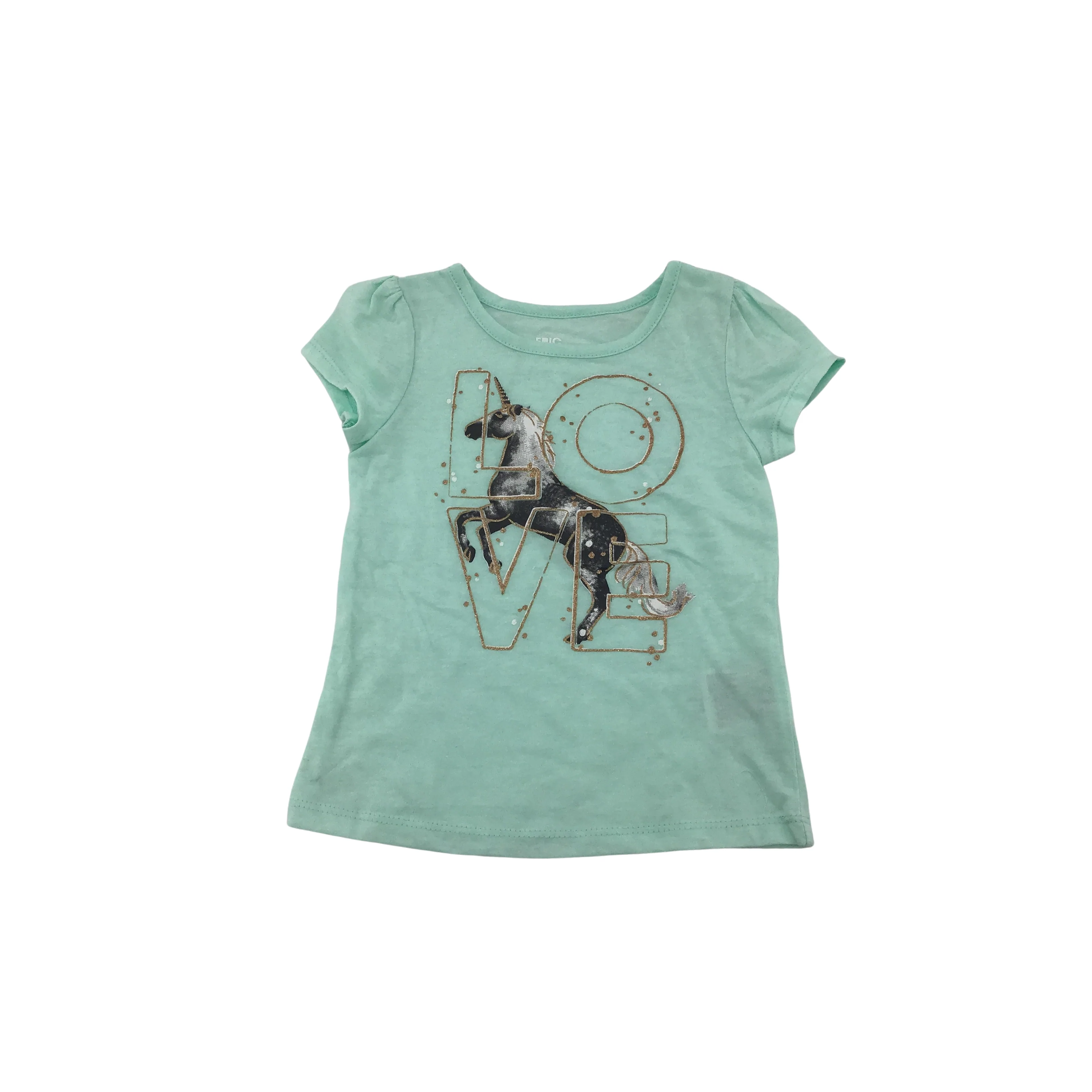 Epic Threads Girl's T-shirt: Unicorn/ Mint Green/ Love/ Size 2T