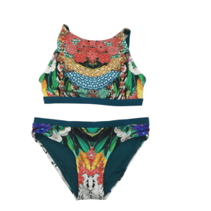 Aqua Blu Women's Bathing Suit: Bikini / 2 Piece/ Multicolour Patter / High Neck