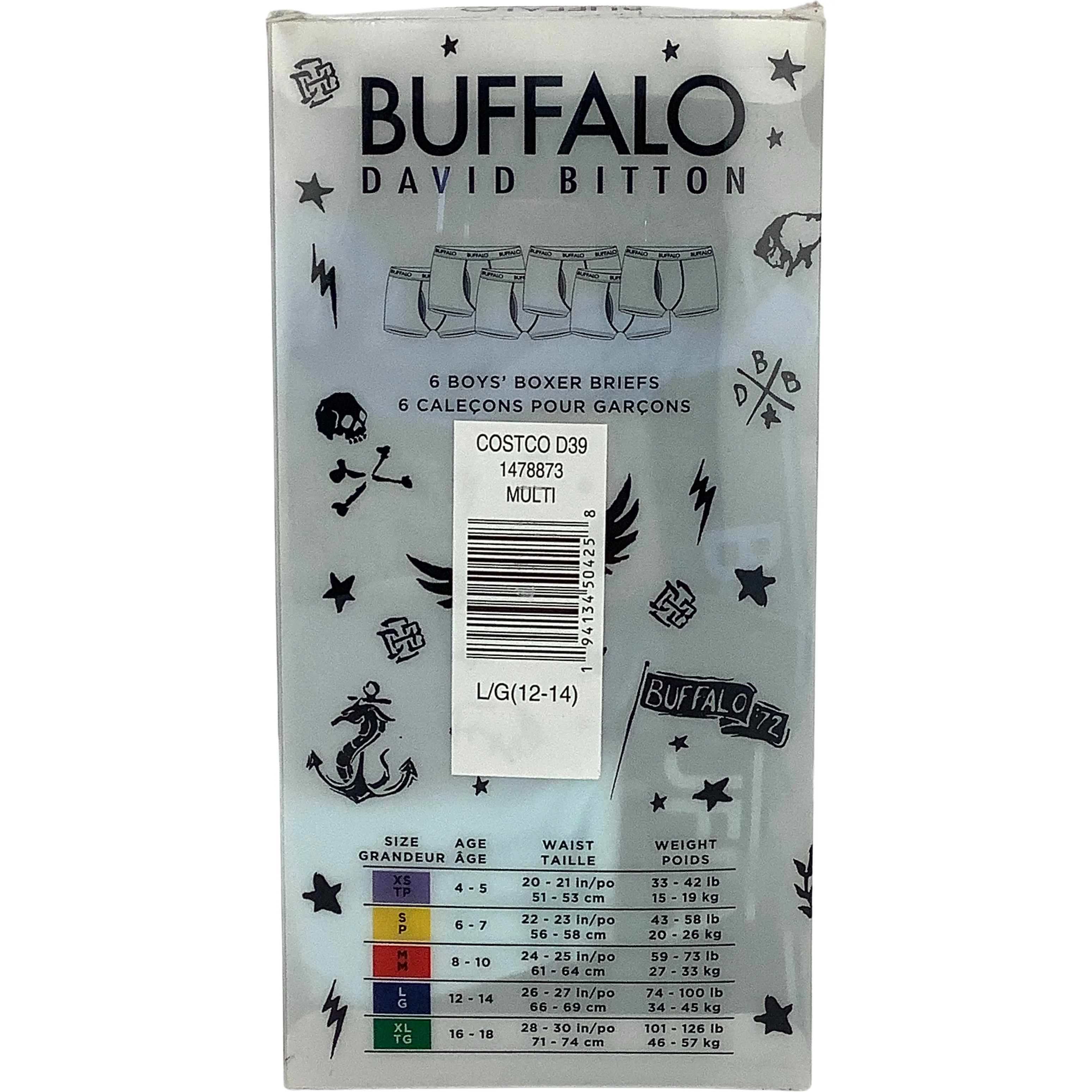 Buffalo David Bitton Boy's Boxer Briefs / Boy's Underwear / Blue and Grey / Size S