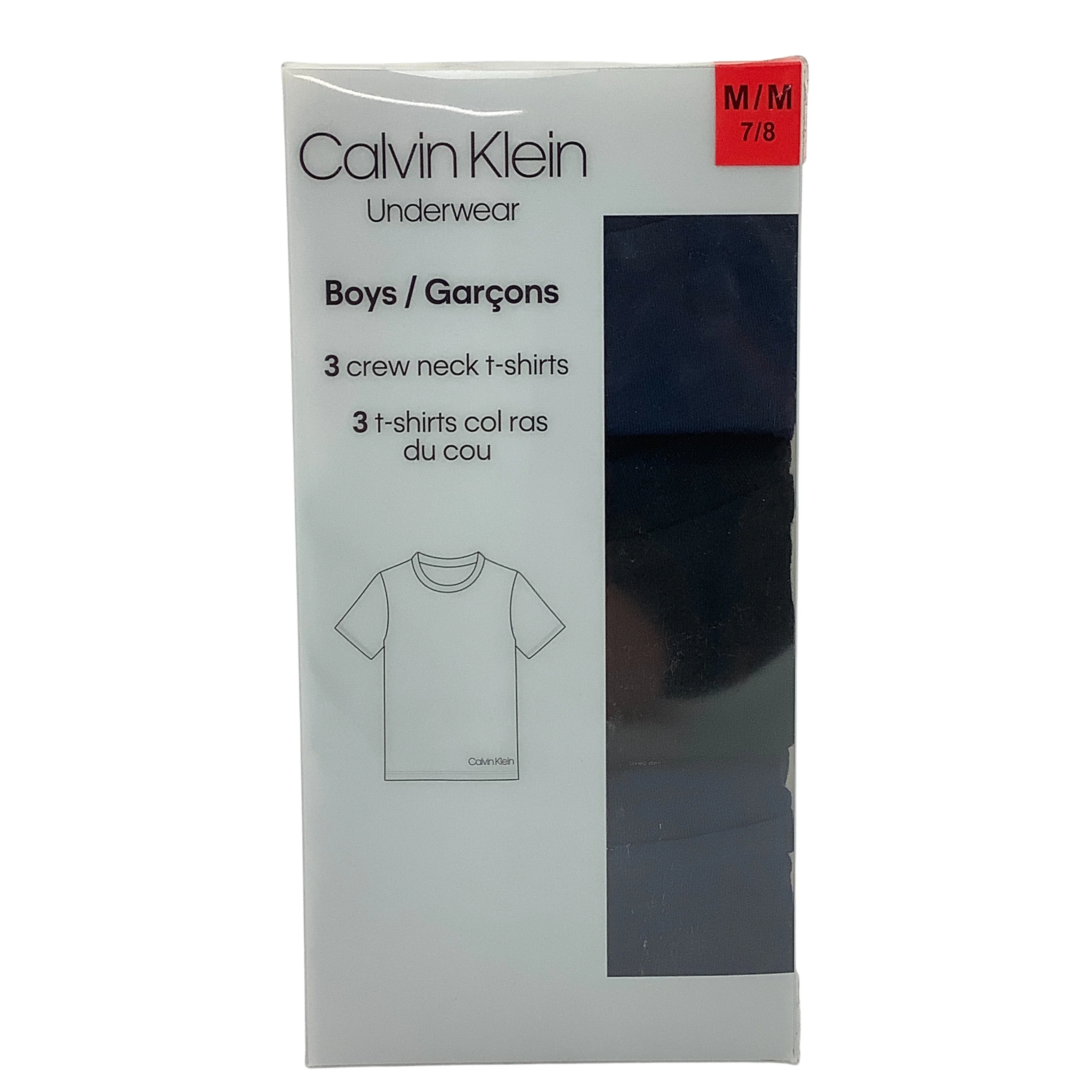 Calvin Klein Boys T-Shirts / 3 Pack / Navy and Black / Size M