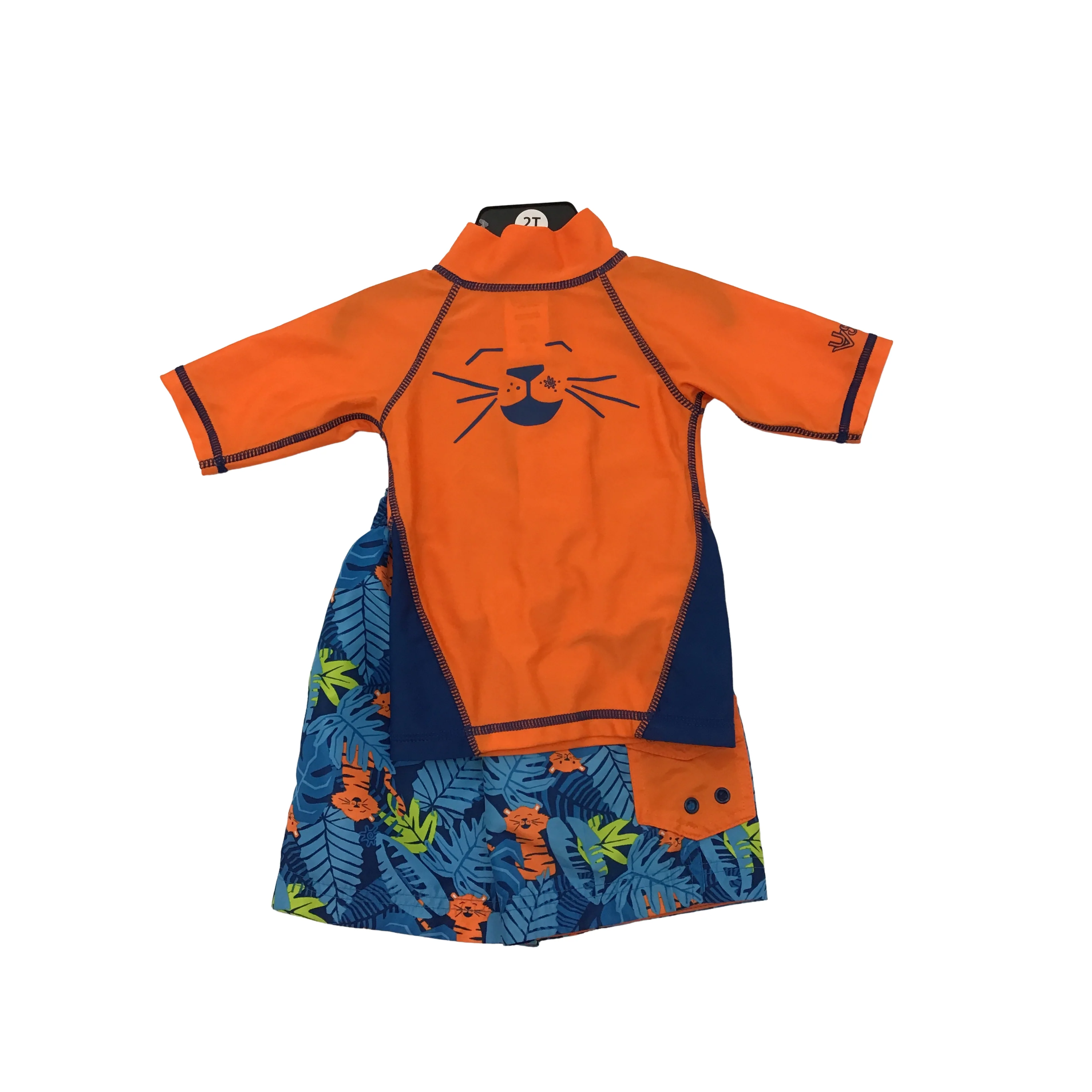 UV Skinz Boy's Bathing Suit / 3 Piece Set / Orange and Blue / Tiger Theme / Various Sizes