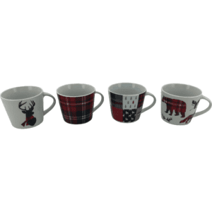 Safdie Home Porcelain Coffee Mug Set / Winter Mug Set / 4 Pieces / Holiday Drinkware **DEALS**