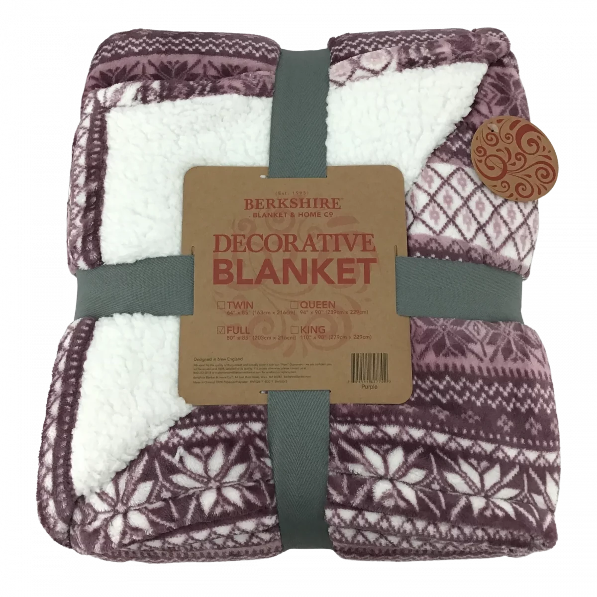 Berkshire Decorative Throw Blanket: Full / Purple / Fluffy / Snowflake Pattern