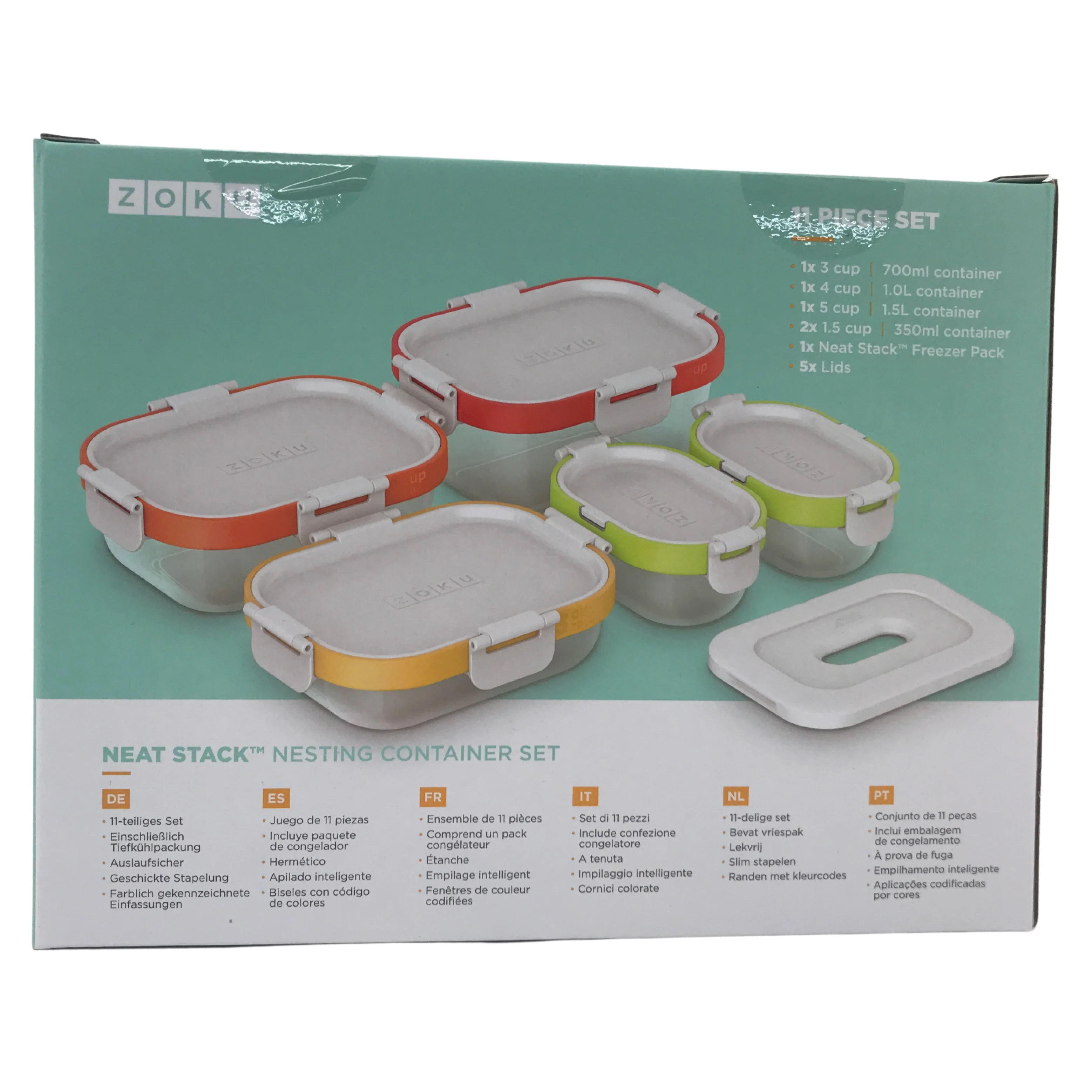 Zoku Stacking Containers: Lunch Containers / Tupperware Container / 5 Containers / Ice Pack / Small, Medium & Large