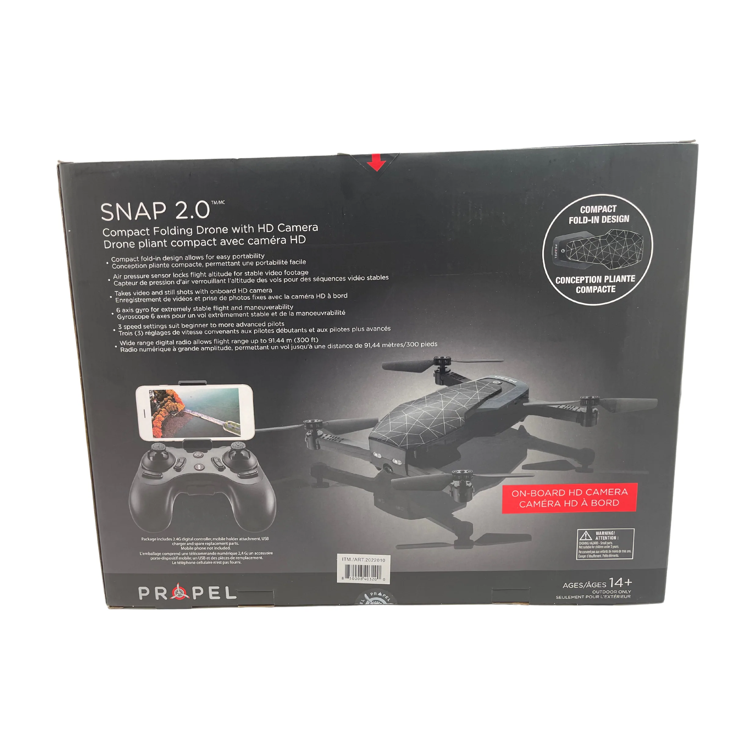 Propel Compact Folding Drone with HD Camera / Snap 2.0 / Black **DEALS**