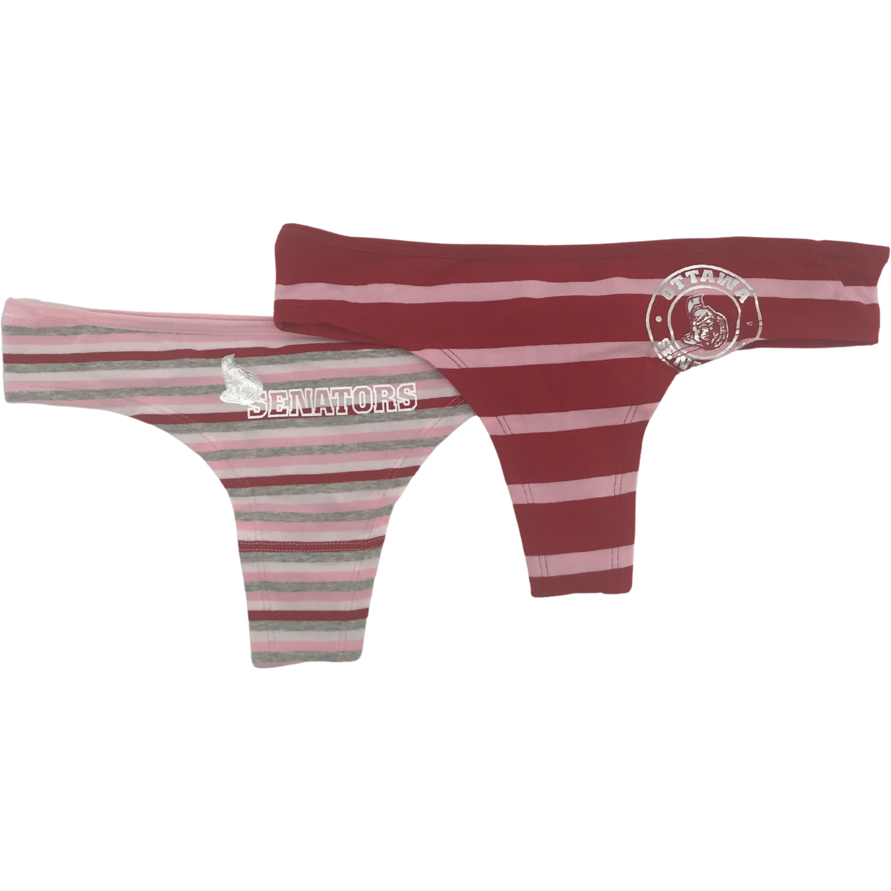 NHL Ottawa Senators Ladies Thong Underwear / Various Sizes / 2 Pack / Panties / Red & Pink / Ottawa Senators Logo