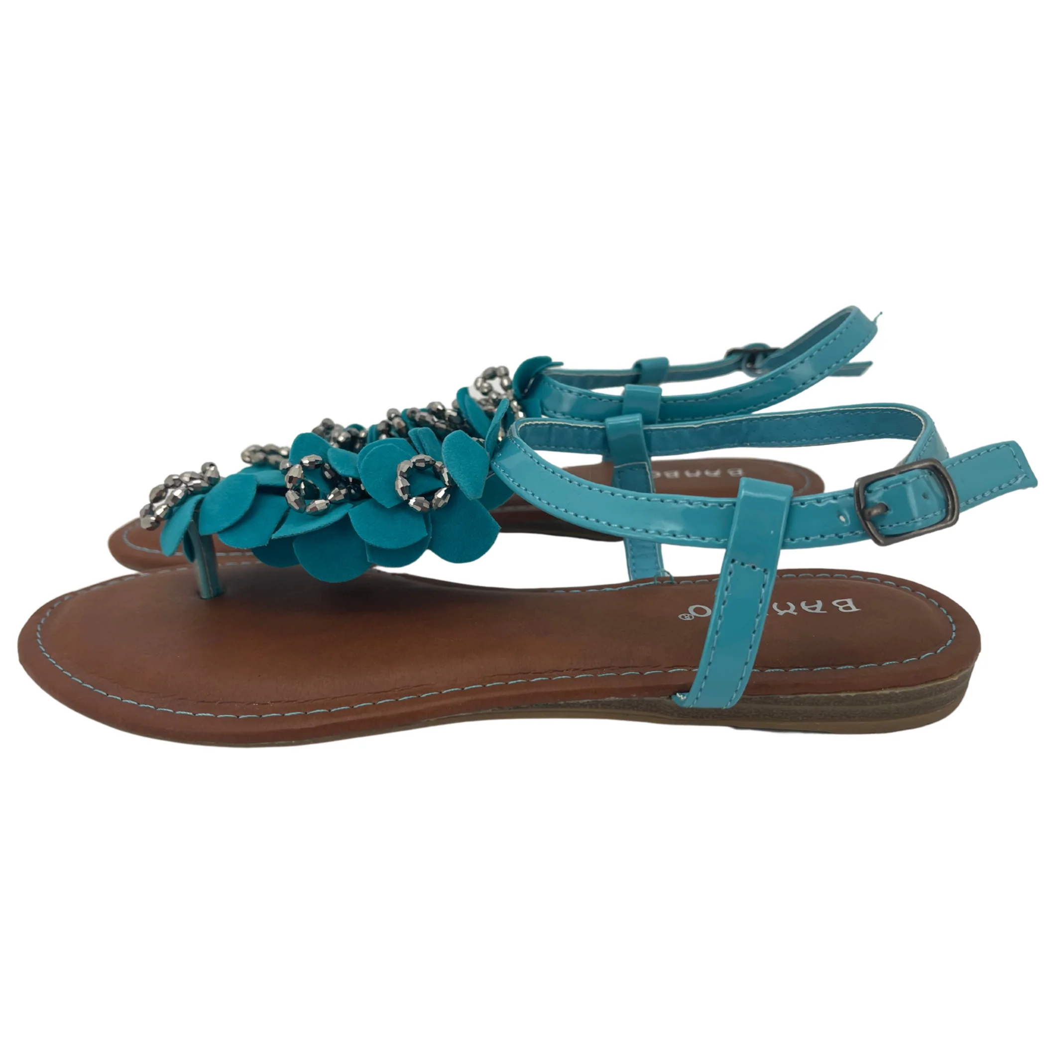Bamboo Women's Sandals / Ashley / Blue with Beads / Size 6.5