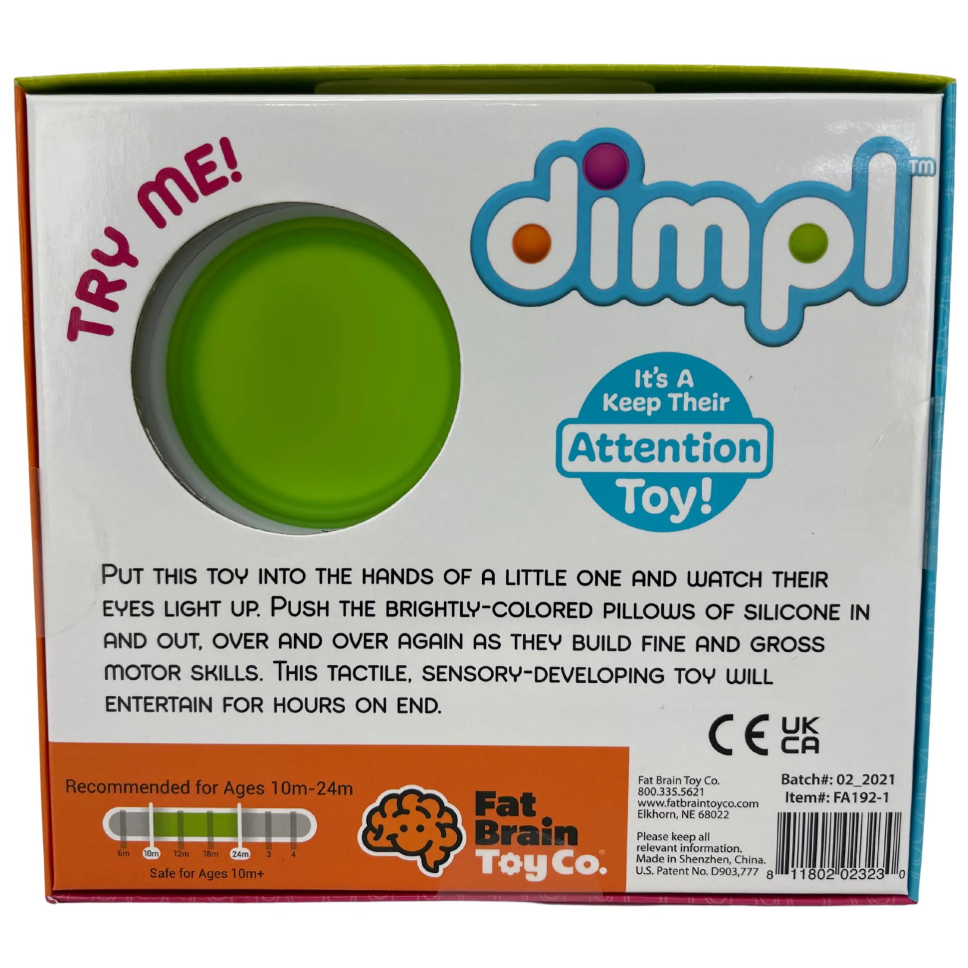 Fat Brain Toys Dimpl Sensory Toy / Colourful / Fine and Gross Motor Skills / BPA Free