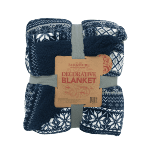 Berkshire Decorative Throw Blanket / King / Dark Blue / Fluffy / Snowflake Pattern