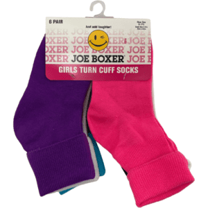 Joe Boxer Girl's Socks / Turn Cuff / 6 Pack / Multicolour Pack / Various Sizes
