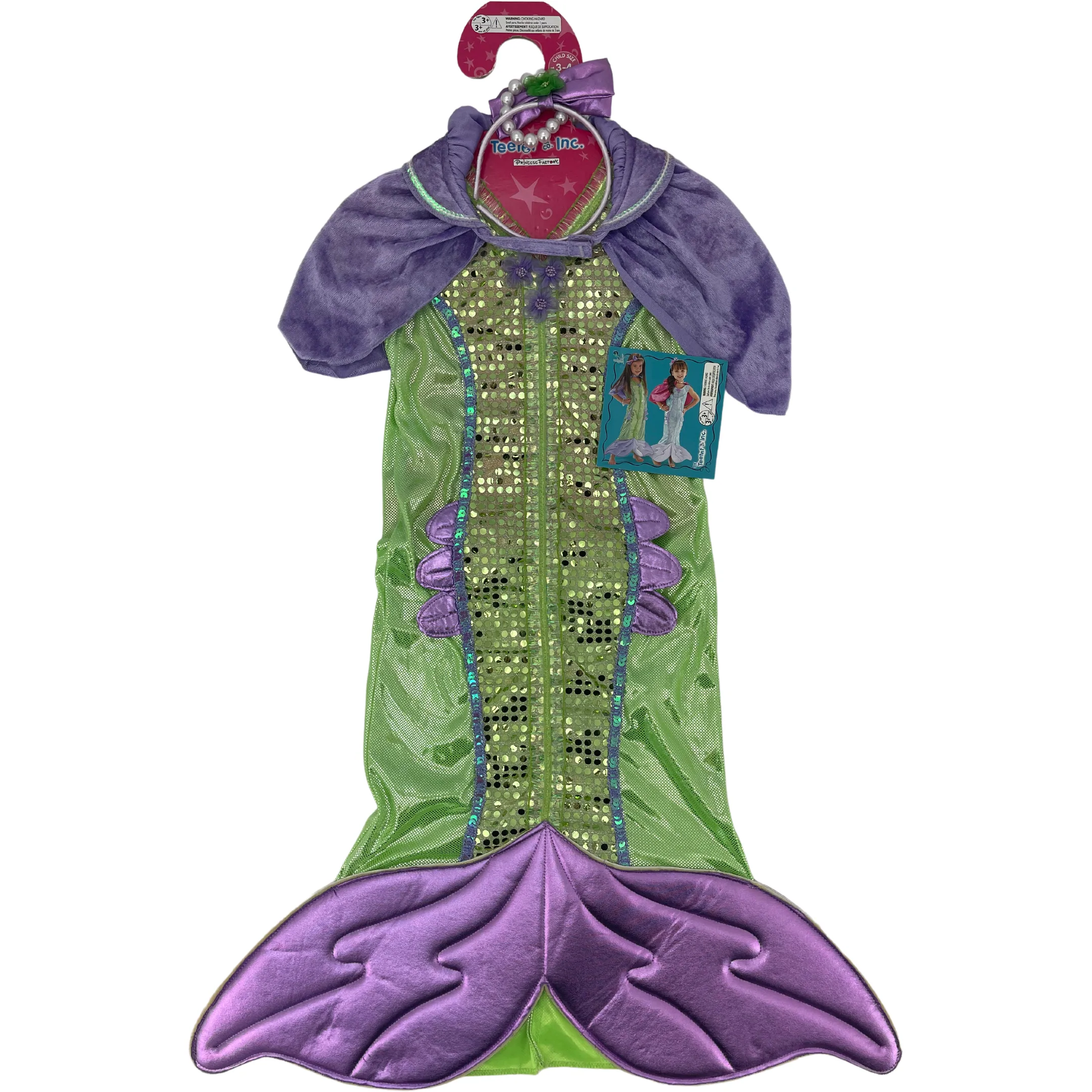 Teetot & Co Children's Halloween Costume / Mermaid / Pretend Play / Green and Purple / Size 3-4