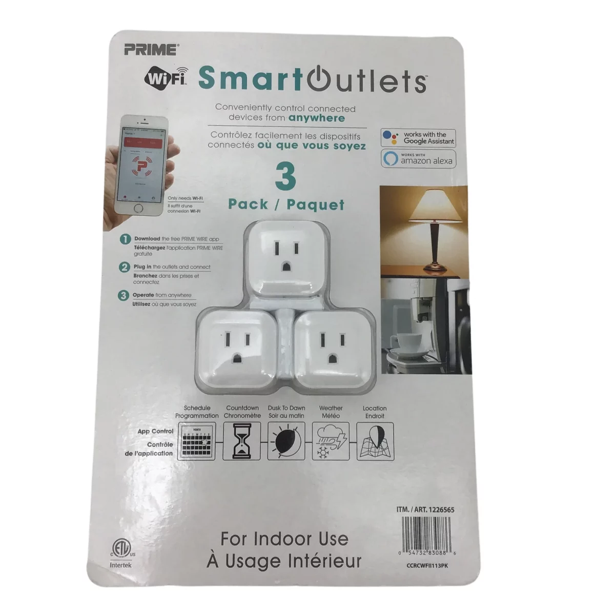 Prime : Smart Outlets / 3 Pack / Wifi / Connect and Control /App / Indoor