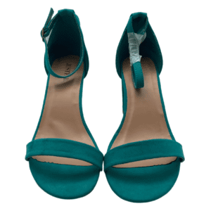 JustFab: Women's High Heels / Vivica / Green / Open Toe / Ankle Strap /3 Inch