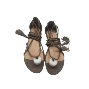 JustFab: Women's Sandals / Flip Flop / Tie Up / Taupe / Flats / Jules / Size 7.5