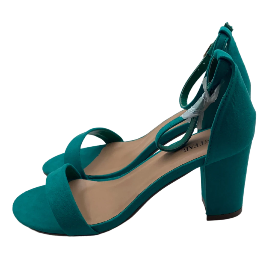 JustFab: Women's High Heels / Vivica / Green / Open Toe / Ankle Strap /3 Inch