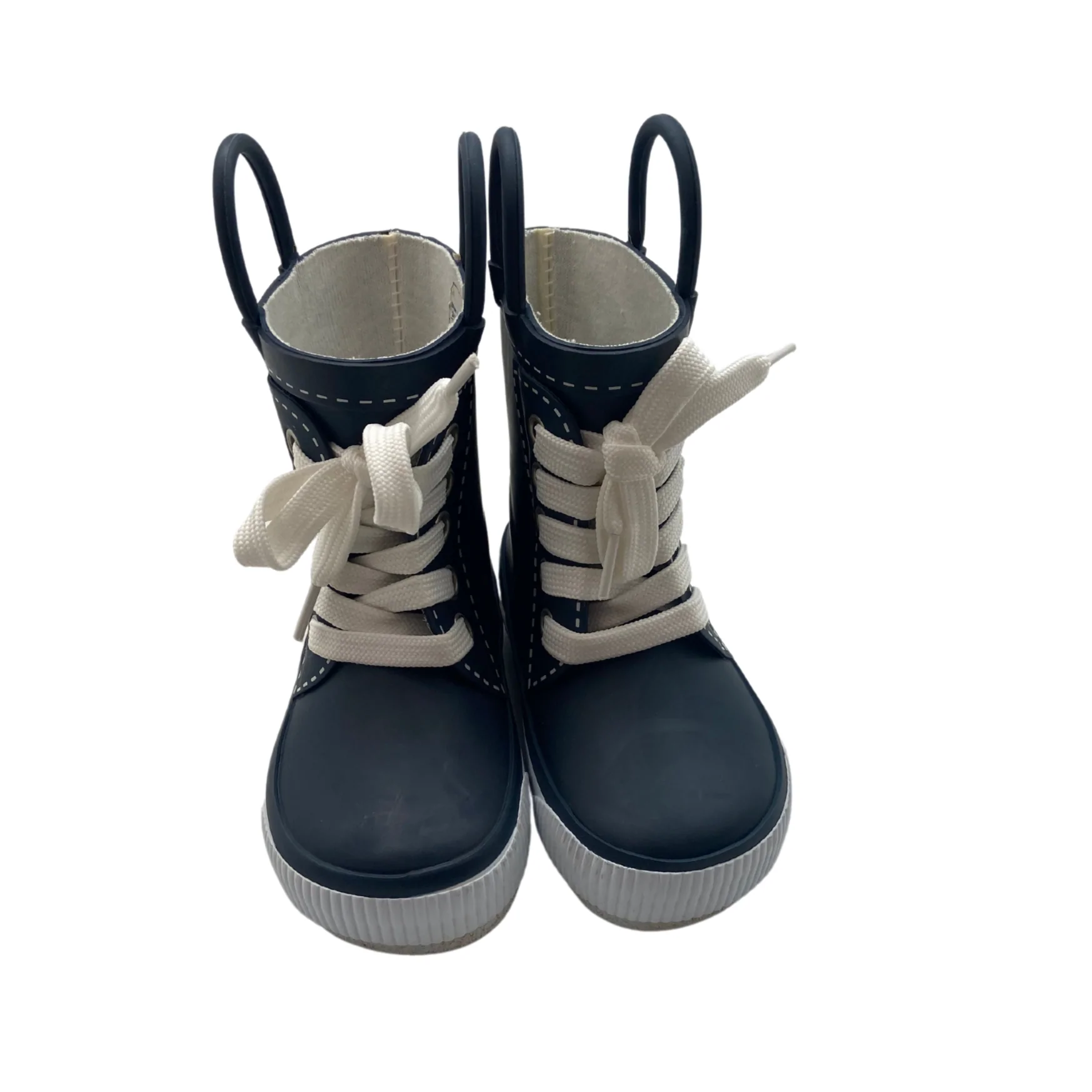 Western Chief: Kid's Rubber Boots / Lace up / Mid Height / Waterproof / Navy / White / Size 7