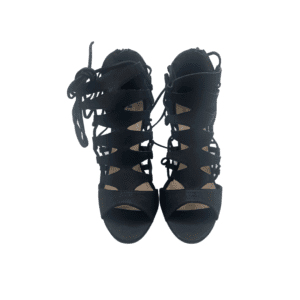 JustFab:Women's High Heels / Wedge / Black / Daniela / Criss Cross / Strapy / Tie up/4 Inch Heel / Size 8.5
