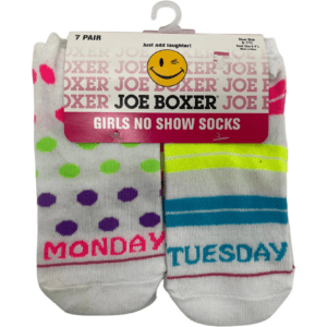 Joe Boxer Girl's Socks / No Show Socks / White with Bright Colours / Various Sizes
