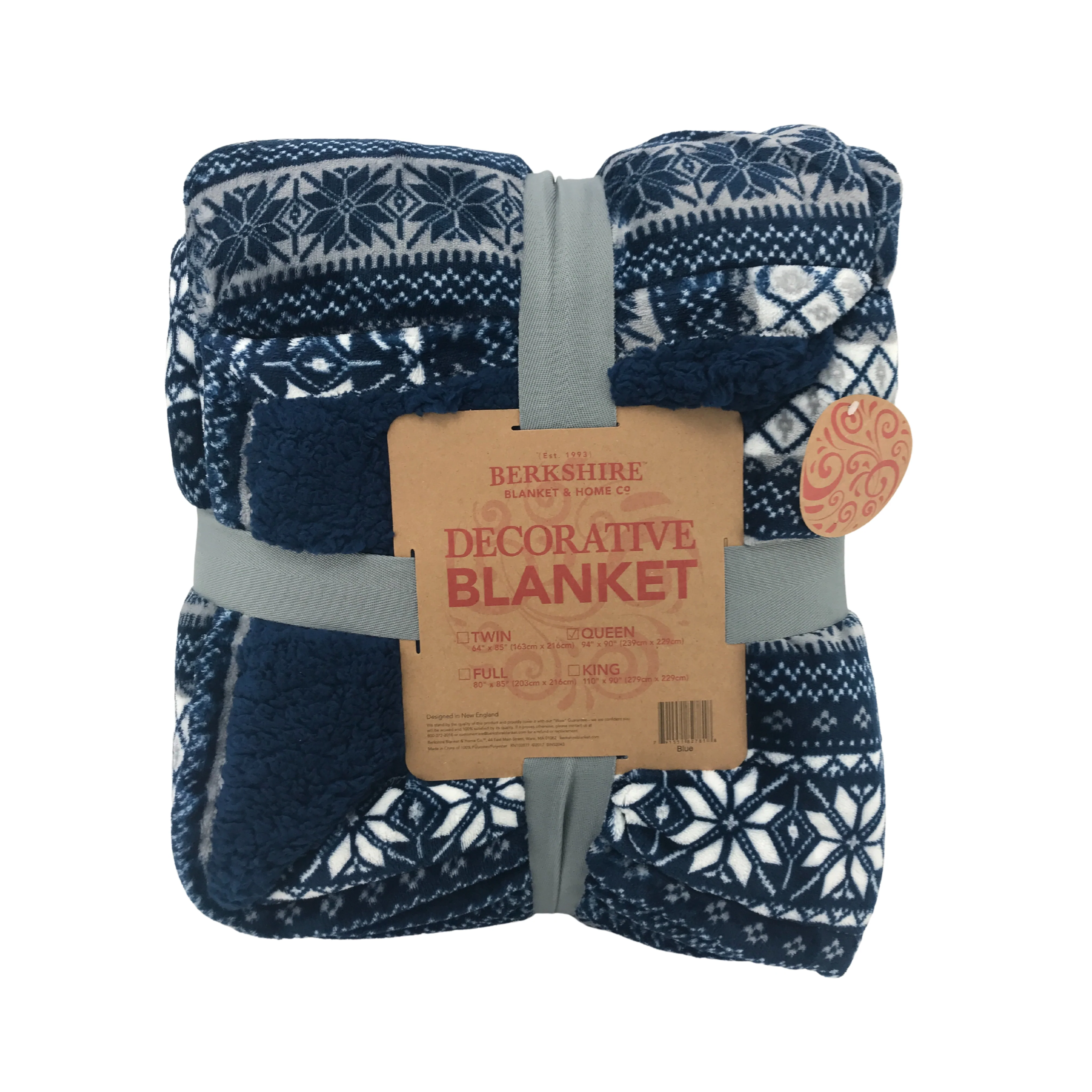 Berkshire Decorative Throw Blanket / Queen / Dark Blue / Fluffy / Snowflake Pattern