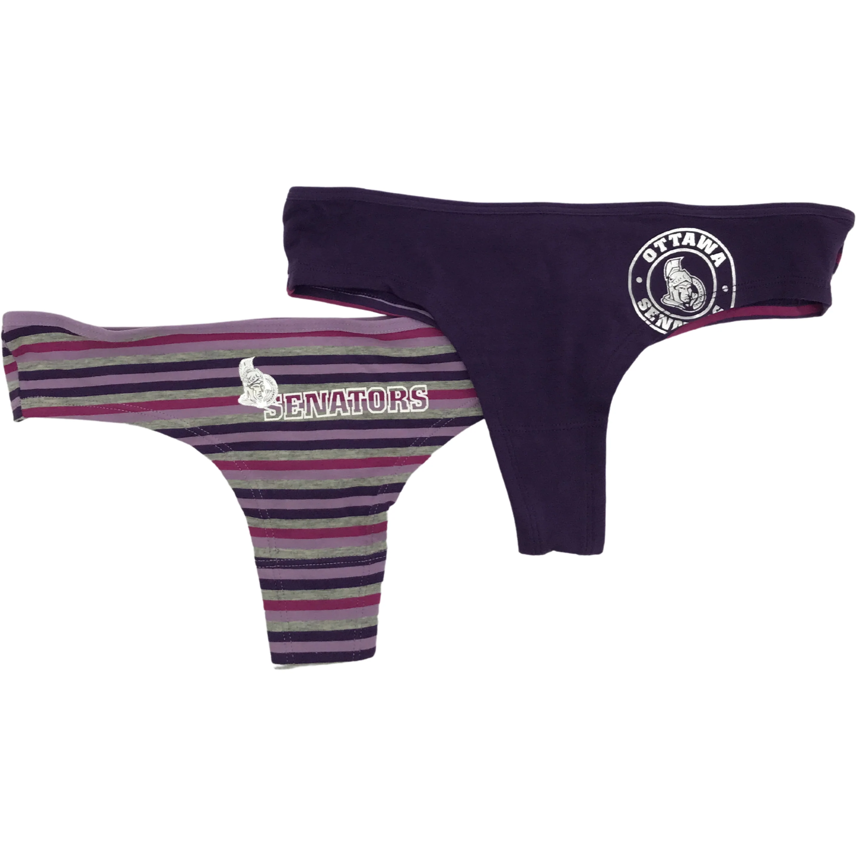 NHL Ottawa Senators Ladies Thong Underwear / Various Sizes / 2 Pack / Panties / Purple / Ottawa Senators Logo