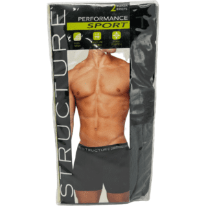 Structure Men's Boxer Briefs / 2 Pack / Men's Sport Underwear / Black & Grey / Various Sizes **No Tags**