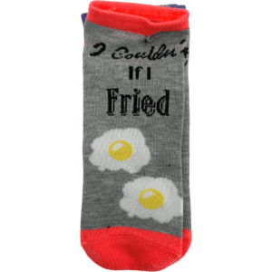 Bongo Women's No Show Socks / 6 Pairs / Multi-Colour / Bacon and Eggs Theme / Shoe Size 4-10