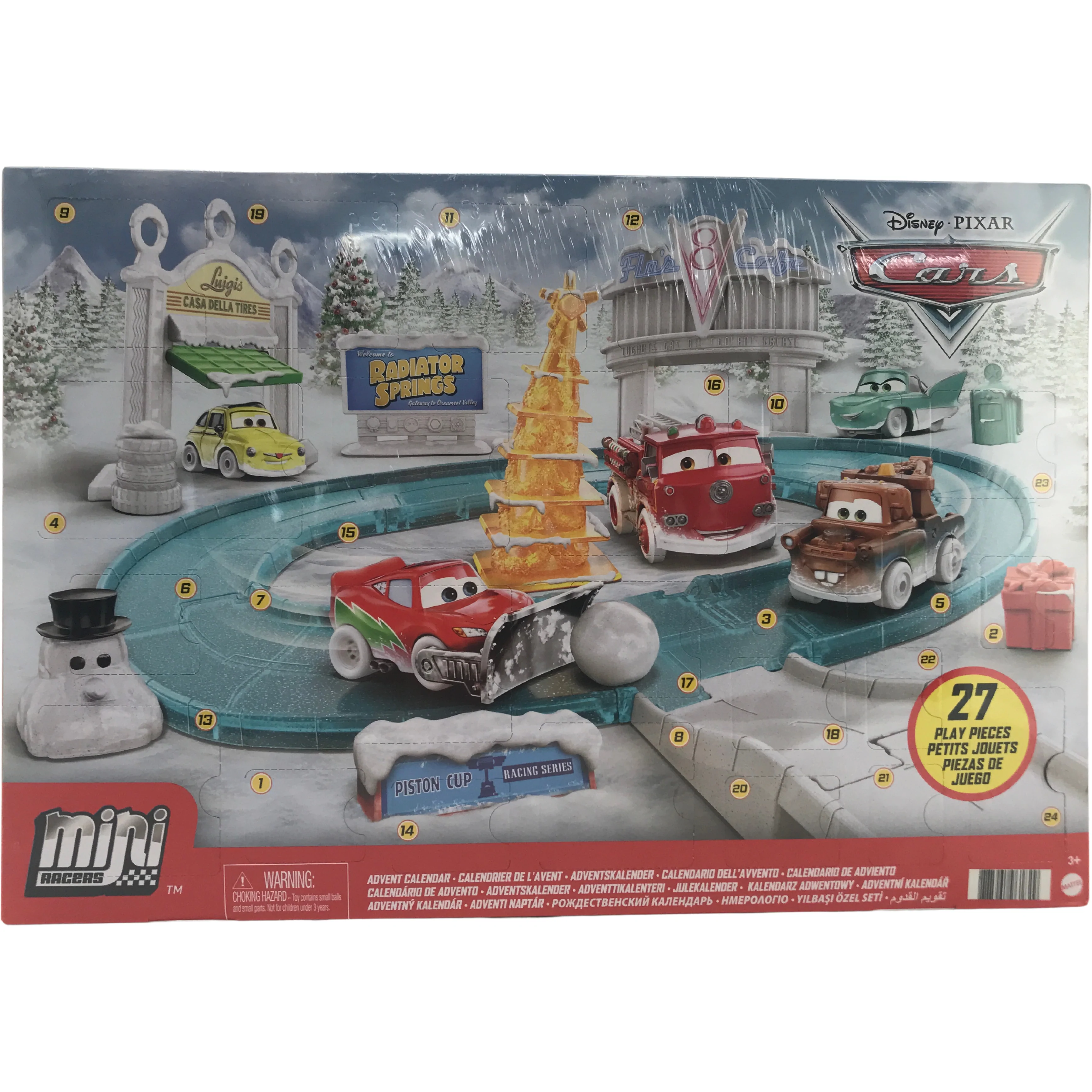 Mattel Cars Mini Racers Advent Calendar / 24 Days to Open / 27 Pieces in Total / Mini Racers