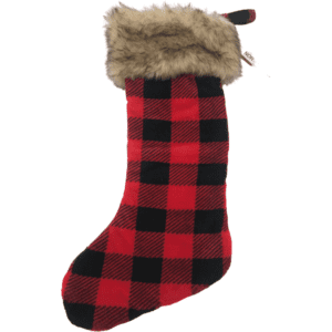 Great Northern Christmas Stocking / Red Plaid / Faur Fur /
