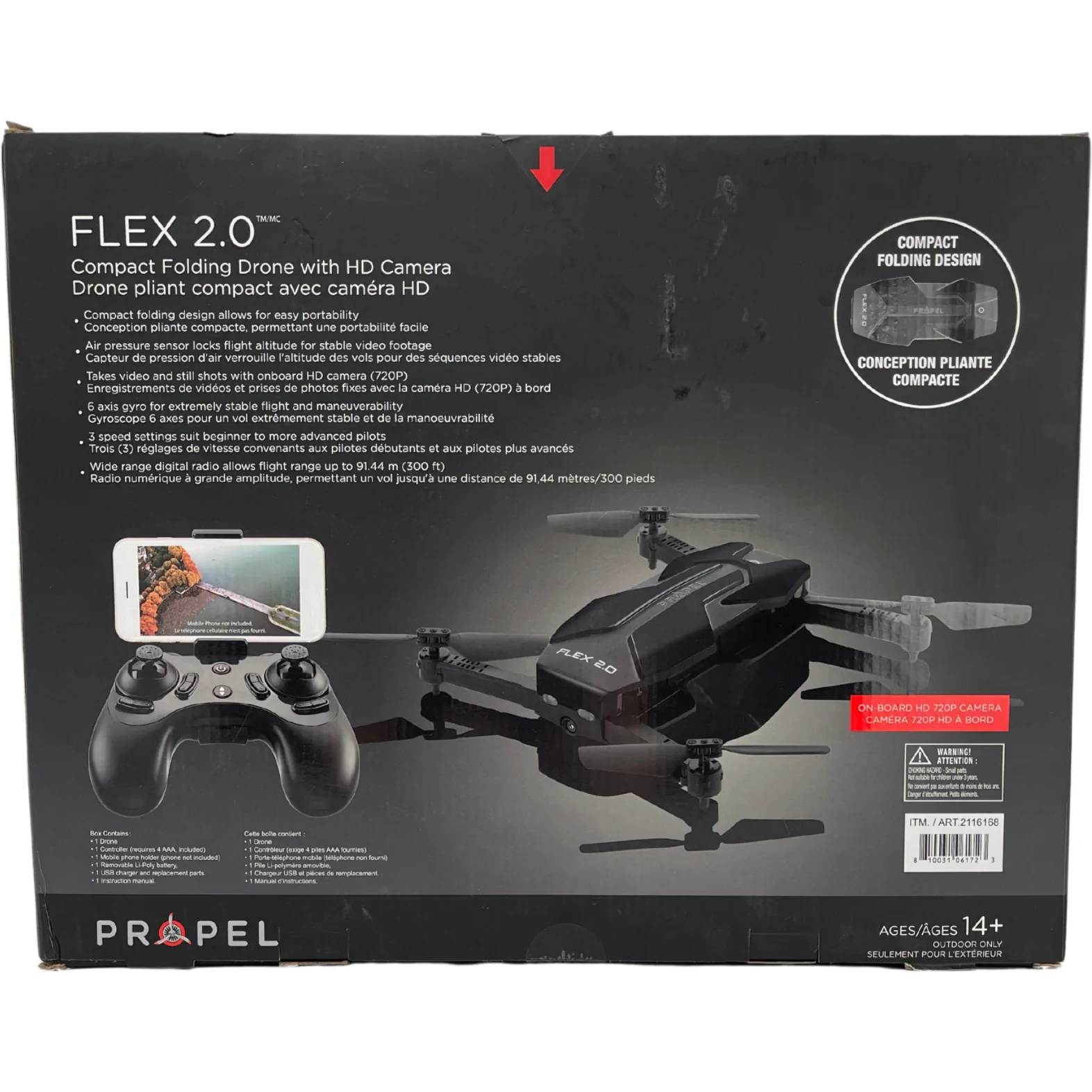 Propel Compact Folding Drone with HD Camera / Flex 2.0 / Remote Control Drone / Black **DEALS**