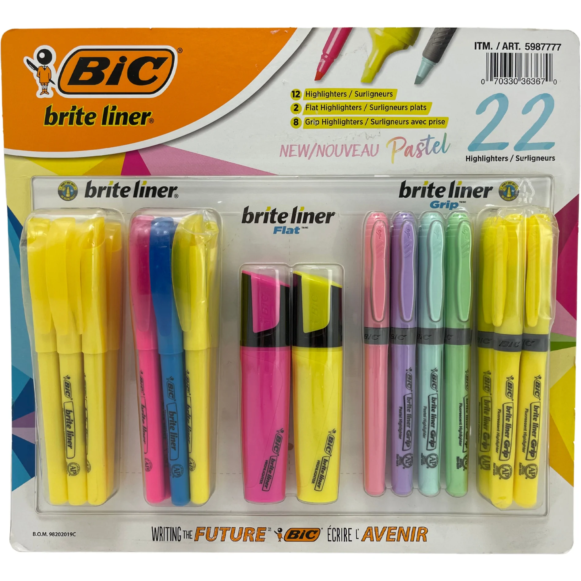 BIC Highlighter Set / Brite Liner / 22 Pack / Office Supplies / Pastels **DEALS**
