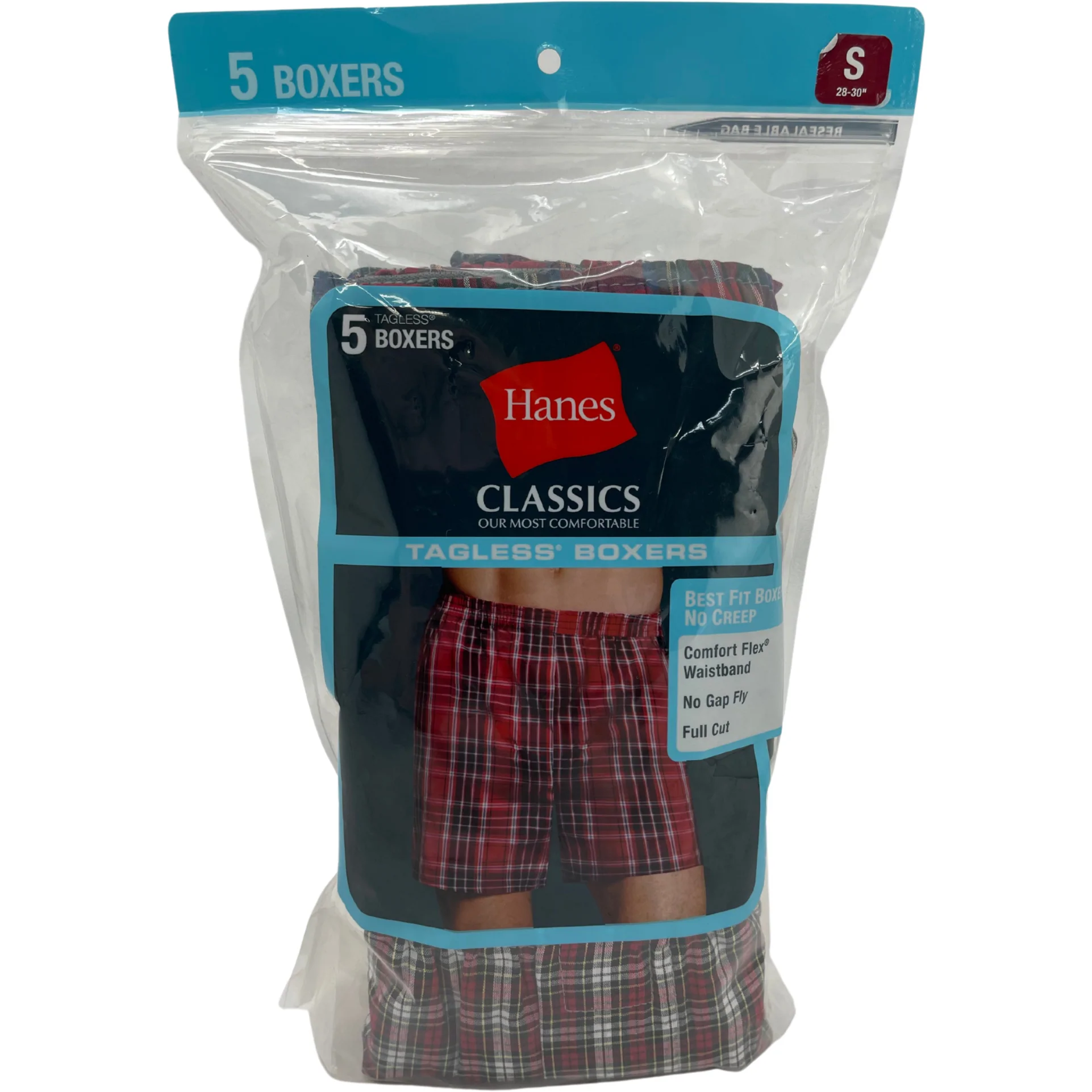 Hanes Men's Boxers / 5 Pack / Men's Underwear / Plaid / Size S