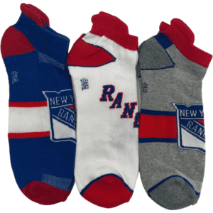NHL Men's Socks / New York Rangers / Ankle Socks / 3 Pack / Blue, White, Grey / Shoe Size 7-11
