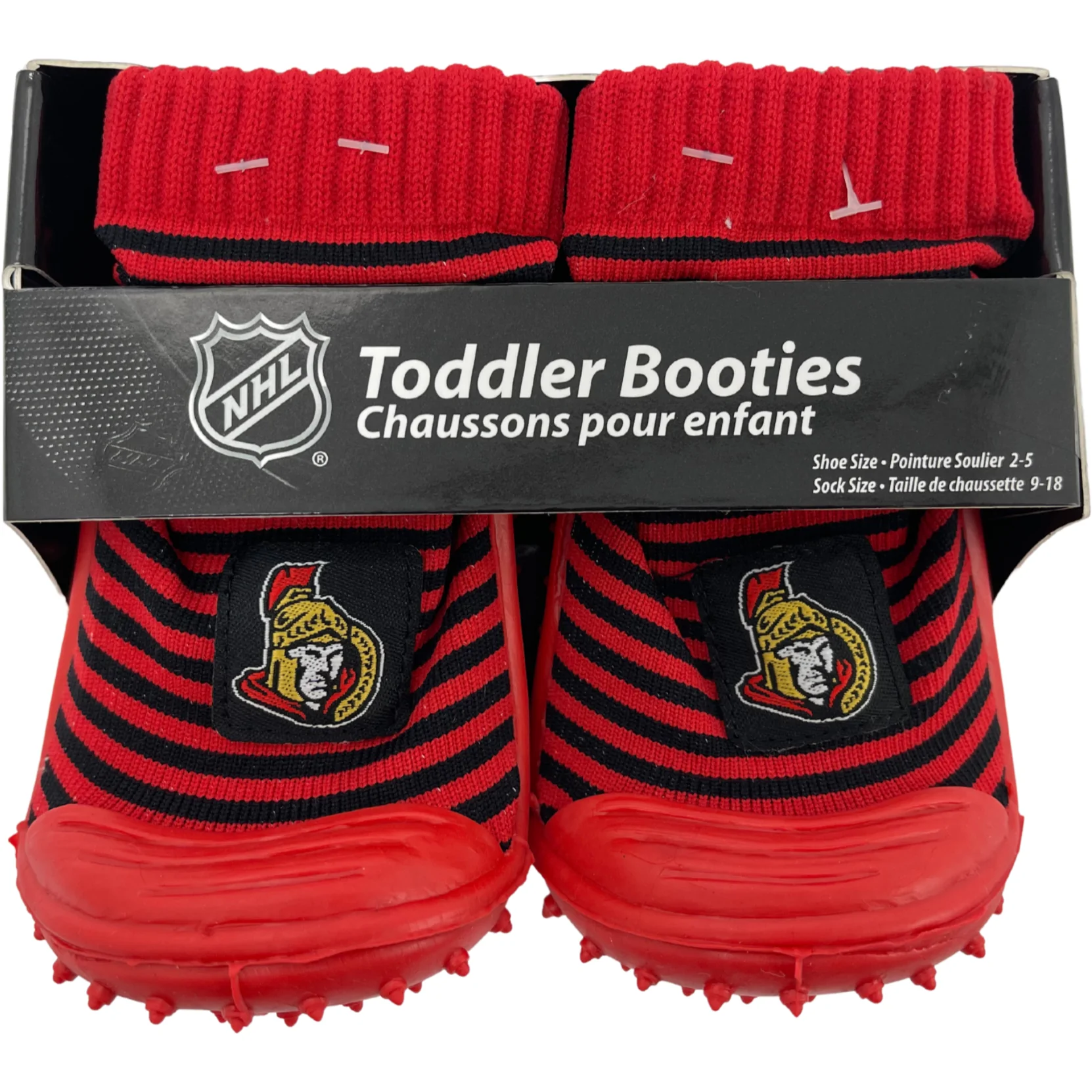 NHL Toddler's Booties / Ottawa Senators / Rubber Sole Booties with Grippers / Shoe Size 2-5 / Various Colours