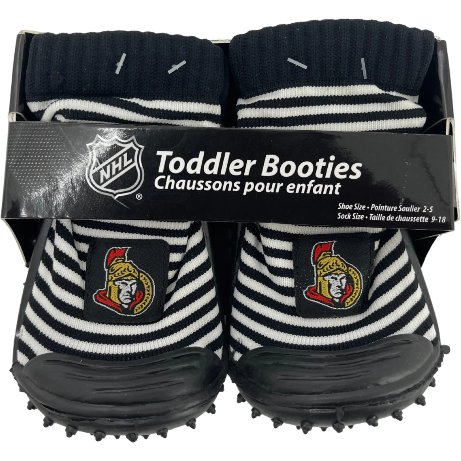 NHL Toddler's Booties / Ottawa Senators / Rubber Sole Booties with Grippers / Shoe Size 2-5 / Various Colours