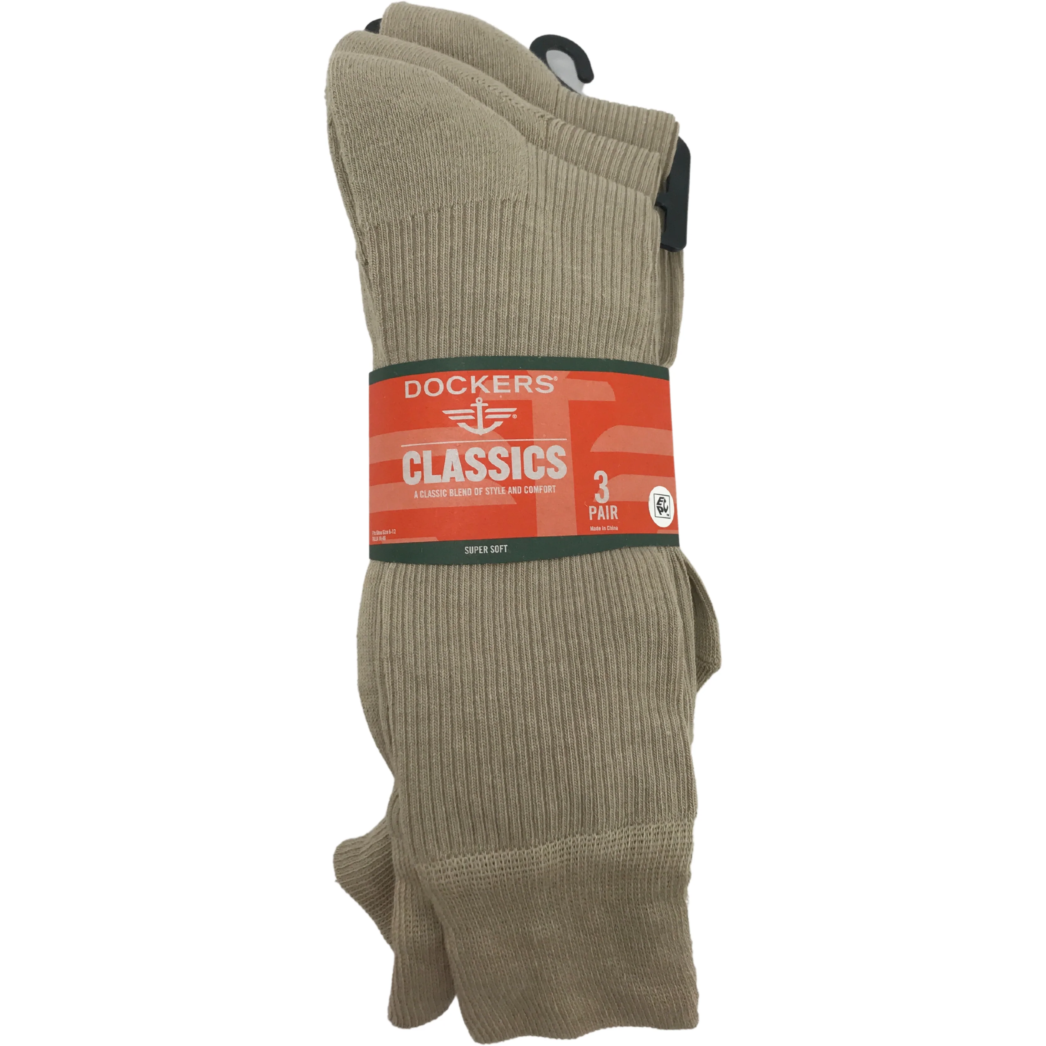 Dockers Men's Socks / Mid Calf Sock / Beige / 3 Pack / Dress Sock