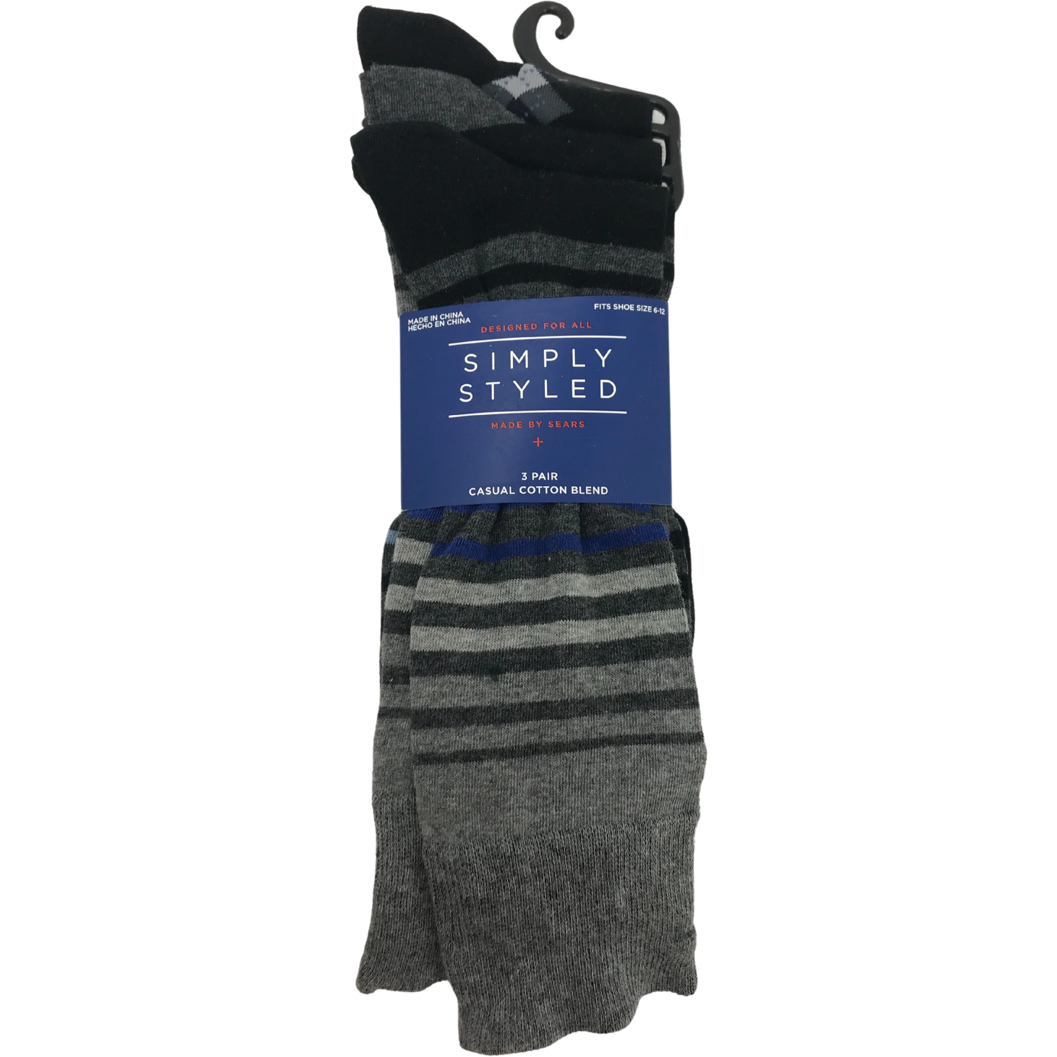 Simply Styled Men's Socks / 3 Pack / Casual Socks / Grey & Blue