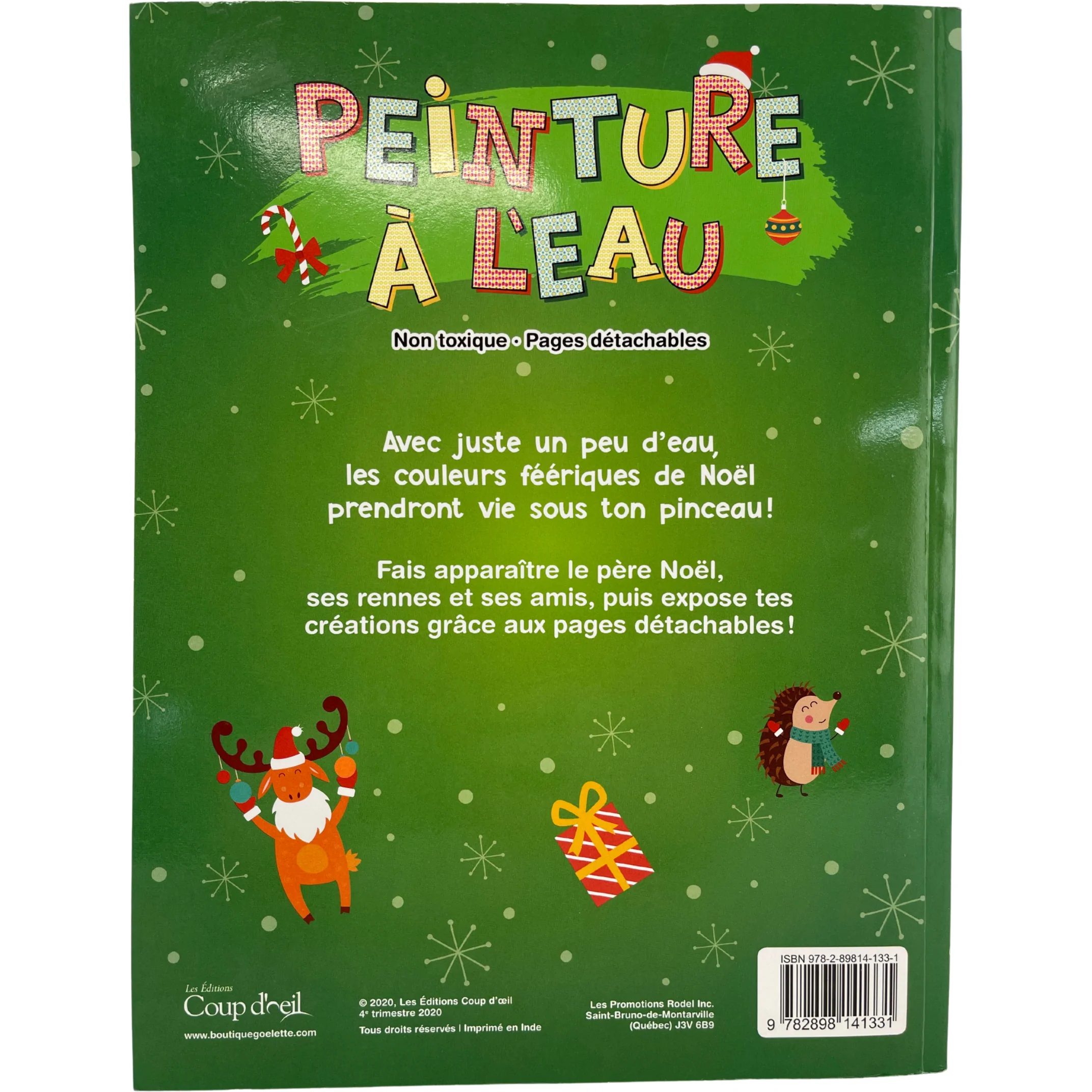 Coup D'oeil Christmas Water Colour Painting Book / French Edition / Paint with Water / Non Toxic / Holiday Season Crafts