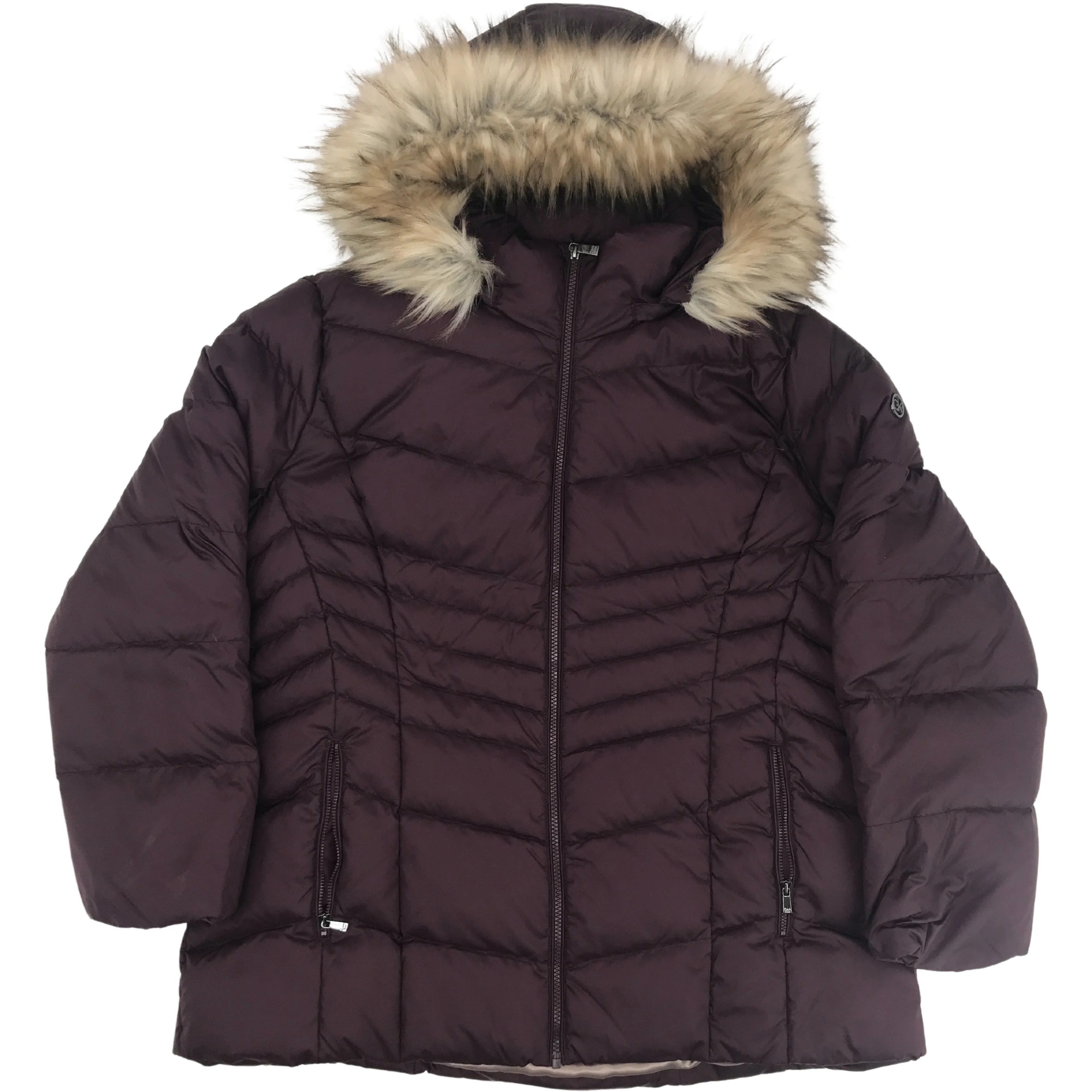 Calvin Klein Women's Winter Coat / Winter Jacket / Purple / Size Large / Faux Fur **NO TAGS **